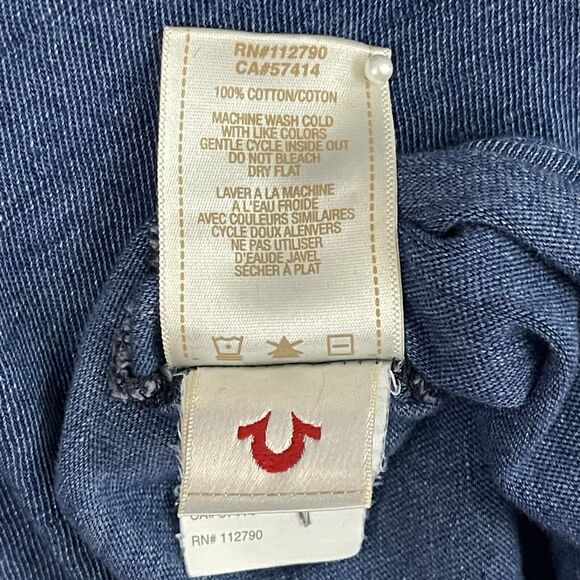 True Religion Henley Shirt Mens XL Blue Long Sleeve Pocket Long Sleeve - Picture 11 of 13